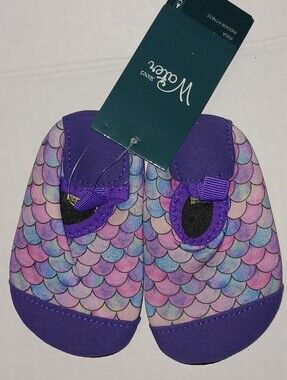 Baby Water Shoes Blue Rainbow Mermaid Print Size 18/19 , 4-3/4in Long NWT